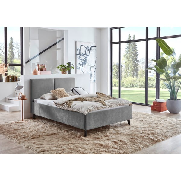 Hall polsterdatud kaheinimesevoodi liistudest raamiga 140x200 cm Piano - Meise Möbel-image-1