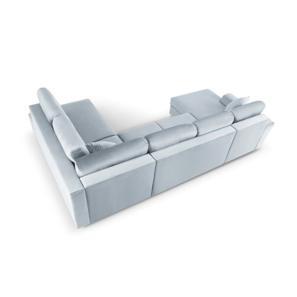 Helesinine sametist panipaigaga nurgadiivanvoodi (parem nurk/"U"-kujuline) Kyoto - Cosmopolitan Design-image-4