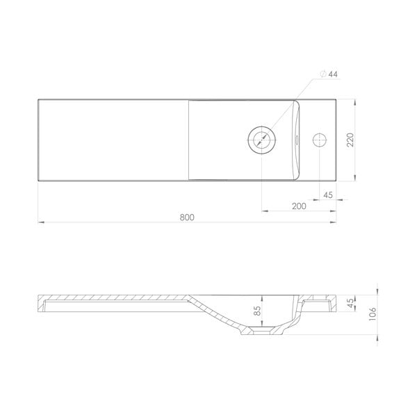 Valge valatud marmorist valamu 80x22 cm Agos - Sapho-image-4