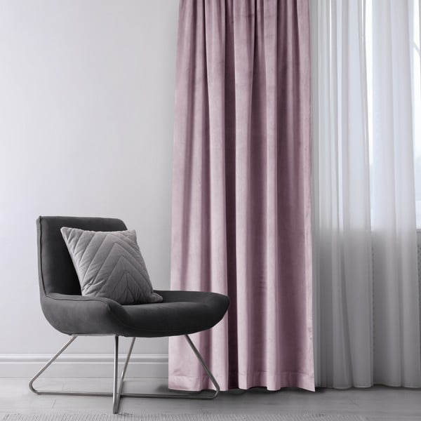 Heleroosa sametist dimout-kardin 140 × 270 cm Eyelets – Restilo-image-1