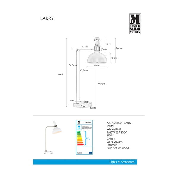 Valge laualamp Larry - Markslöjd-image-3