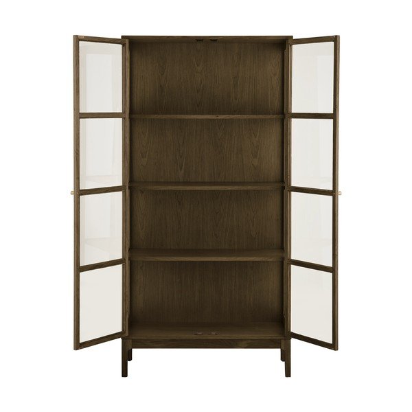 Tumepruun vitriinkapp tammepuust dekooriga 90x180x40 cm Zamora - House Nordic-image-3