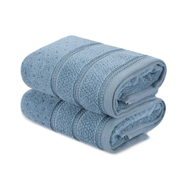 Komplekt 2 sinist puuvillast rätikut, 50 x 90 cm Arella - Foutastic-image-2