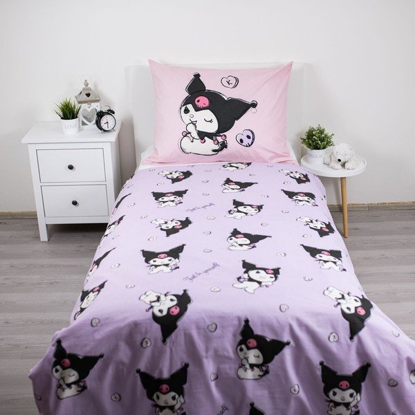 Roosa puuvillane laste voodipesu üheinimesevoodile 140x200 cm Hello Kitty "Kuromi" - Jerry Fabrics-image-2