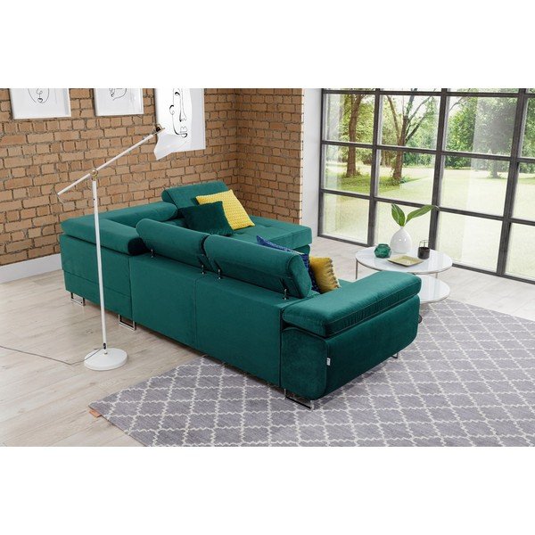 Roheline sametist nurgadiivan, muudetav / koos panipaigaga, parem nurk Anton – ELTAP-image-4