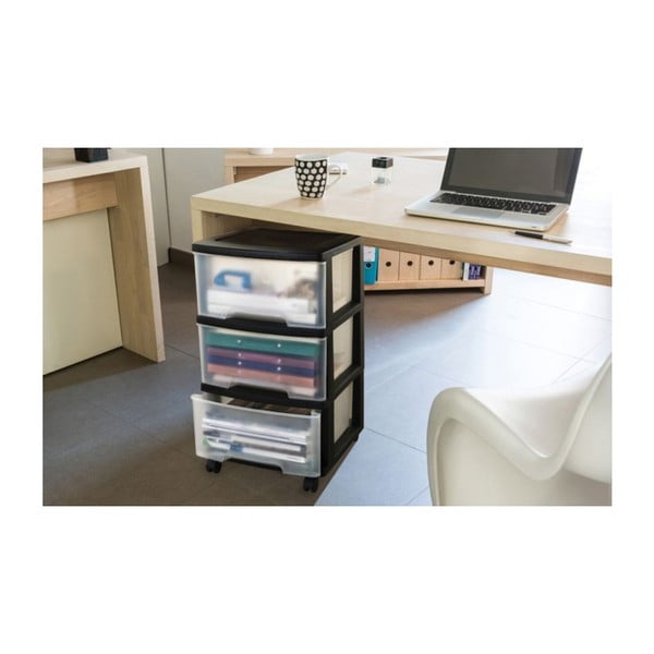 Must läbipaistvast plastikust ratastega riiul 37x80,5 cm - Curver-image-3