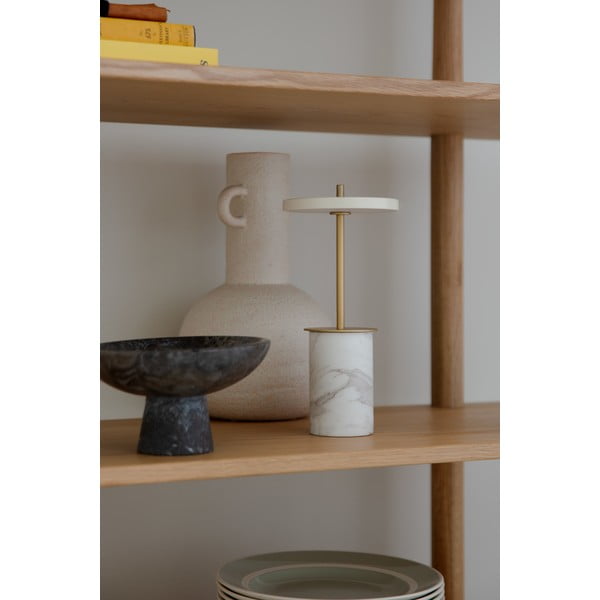 Kreem marmorist LED dimmerdatav lauavalgusti metallist lambivarjuga (kõrgus 25,5 cm) Asteria Move Mini - UMAGE-image-1