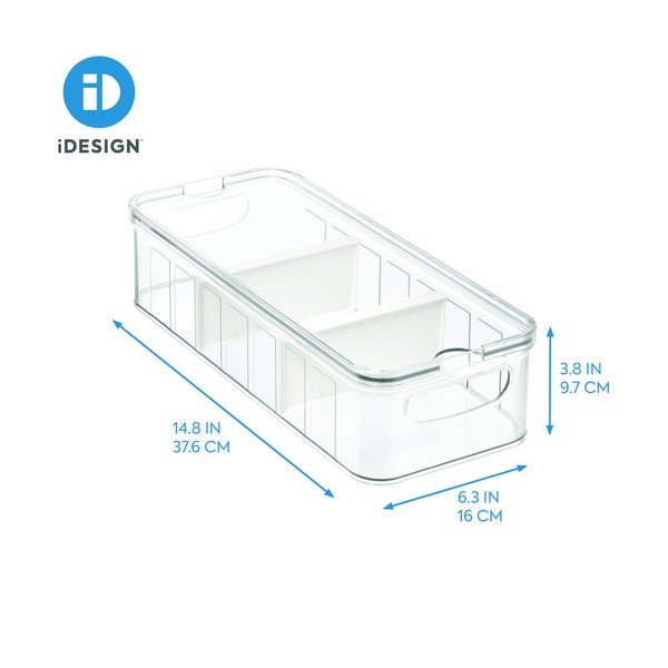 Läbipaistev hoiukarp kaanega ja 3 sektsiooniga , 38 x 16 cm Crisp - iDesign-image-2