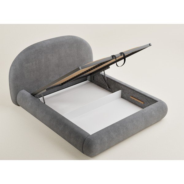 Hall polsterdatud kaheinimesevoodi panipaigaga ja liistudest raamiga 180x200 cm Maumere - Maison de Rêve-image-1