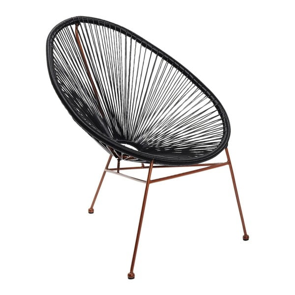 Černá židle s detaily v měděné barvě Kare Design Spaghetti Copper Black