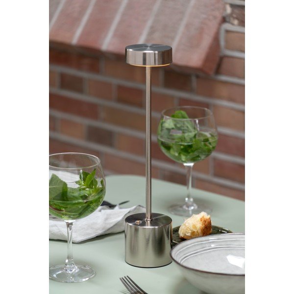 Läikiv hõbedane LED-laualamp metallvarjuga (kõrgus 37,5 cm) Ganar LED - Leitmotiv-image-1