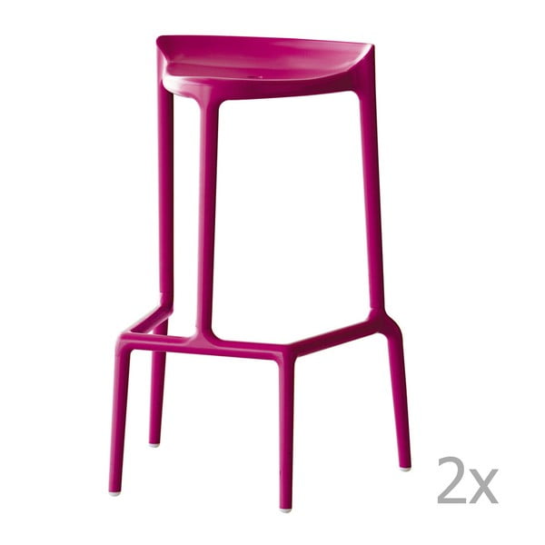 Sada 2 fialových  barových židlí Pedrali Happy