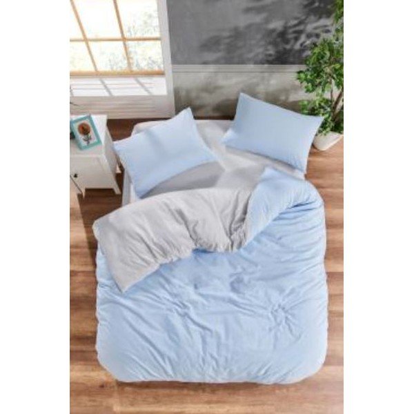 Sinine/hall Renforcé puuvillane 4-osaline laiendatud voodipesu kaheinimesevoodile 200x220 cm - Mila Home