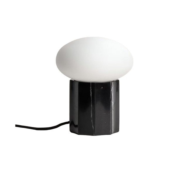 Valge/must metallist laualamp klaasist varjuga (kõrgus 20 cm) Idela - Kave Home