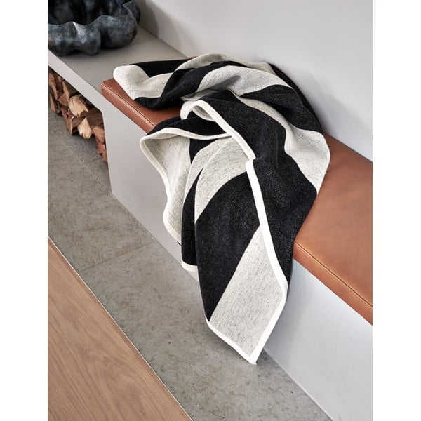 Must-valge villane tekk 140x180 cm Bob Black Vanilla - Pappelina-image-1