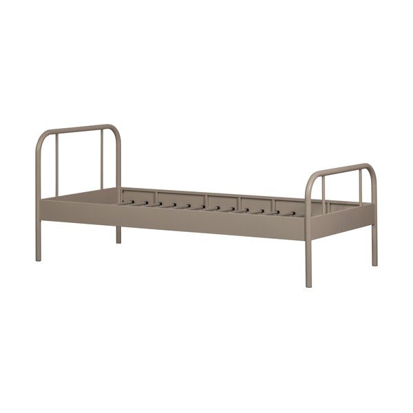 Beež metallist üheinimesevoodi koos voodipõhjaga 90x200 cm Mata - WOOOD-image-3