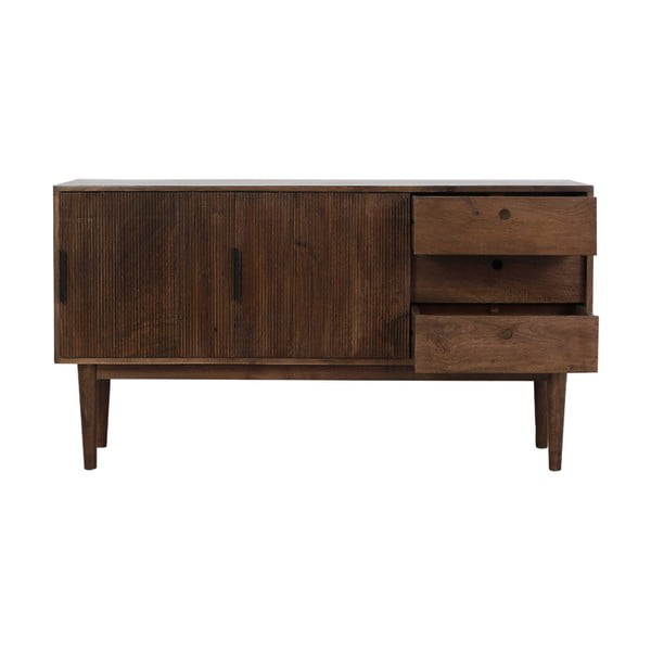 Tumepruun täispuidust madal sahtlitega kapp 150x80 cm Bitika - Light & Living-image-4