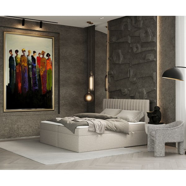 Vedrumadratsiga voodi koos panipaigaga, beež 140x200 cm Spencer - Maison de Rêve-image-4