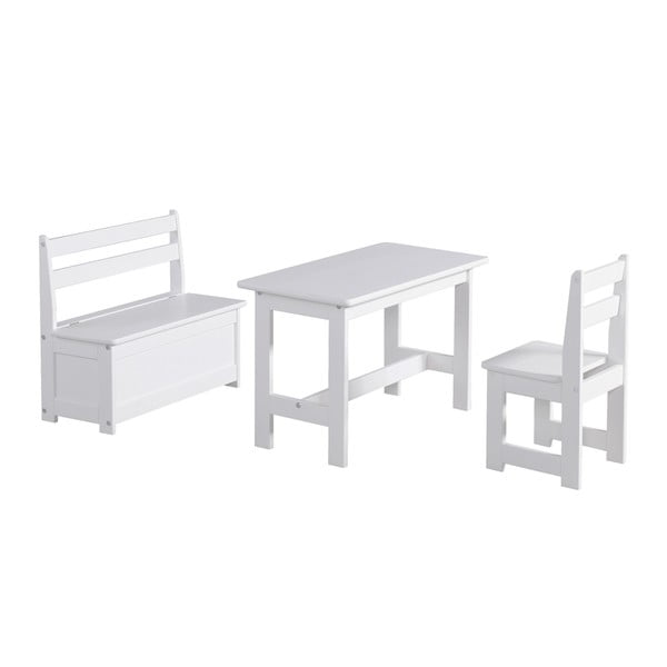 Valge laste laud, mis on valmistatud massiivsest männipuidust Baby - Pinio-image-1