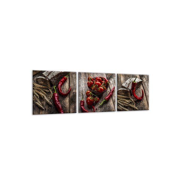 Sada 3 obrazů Styler Glasspik Set Red Peppers-image-2