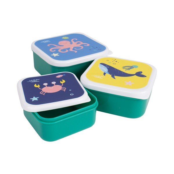 Rohelised plastmassist laste suupistekarbid 3-osalise komplektiga Ocean - Ladelle