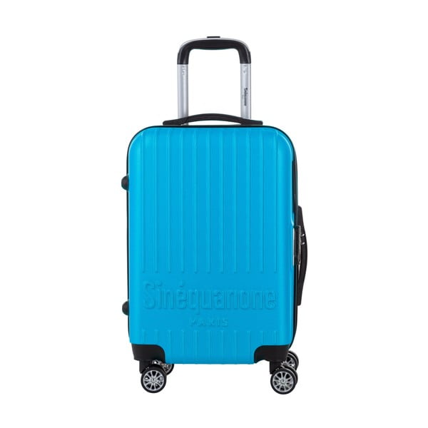 Tyrkysově modrý cestovní kufr na kolečkách s kódovým zámkem SINEQUANONE Iskra, 44 l