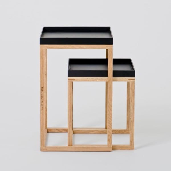 Tammepuidust küljelauad 2tk musta pealispinnaga Nest - Wireworks-image-2