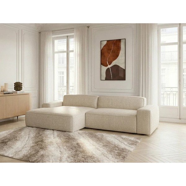 Beež diivanvoodi/elektrilise istmepikendusega nurgadiivan (vasak nurk) Abel - Bobochic Paris-image-1