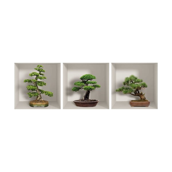 Komplekt 3 3D seinakleebist Bonzais - Ambiance-image-2