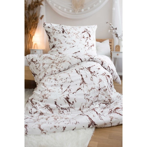 Valge-pruun mikroflanellist voodipesu üheinimesevoodile 140x200 cm - Jerry Fabrics