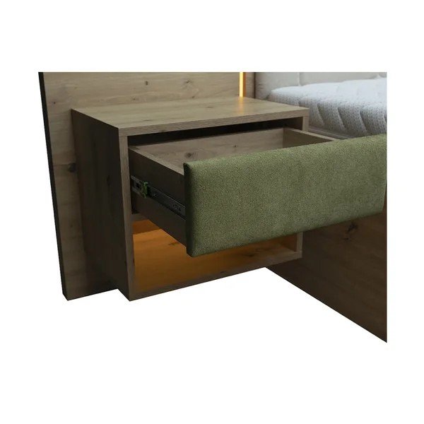 Tumeroheline polsterdatud/puitlaastplaadist kaheinimesevoodi panipaigaga ja liistudest raamiga 180x200 cm Palmeraie - Bobochic Paris-image-4