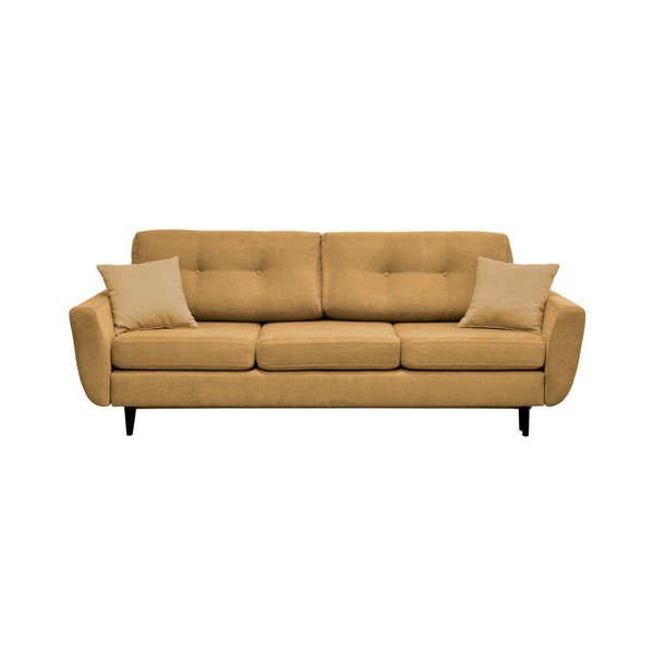 Žlutá trojmístná rozkládací pohovka s černými nohami Mazzini Sofas Jasmin-image-3