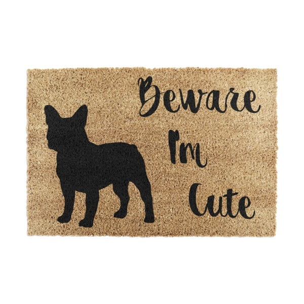 Kookoskiududest matt 40x60cm Beware I'm Cute French Bulldog - Artsy Doormats