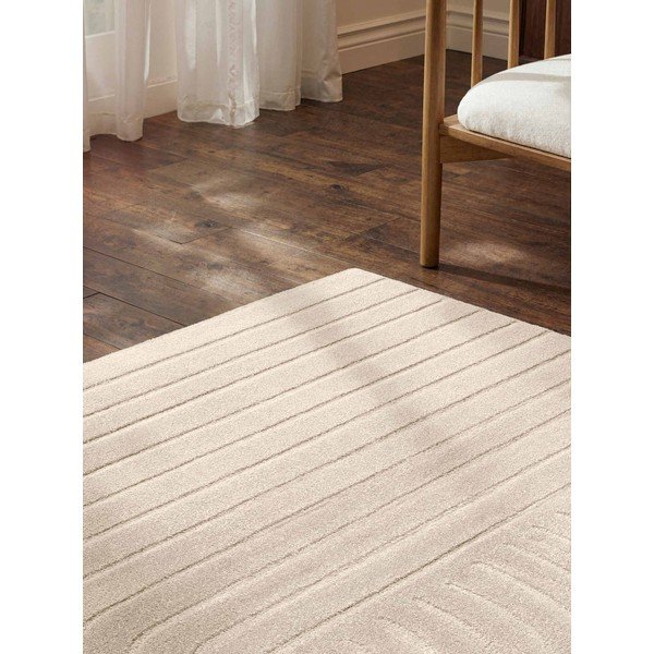 Kreemikas käsitsi kootud villane vaip 80x150 cm Arcura - Vikosa-image-3