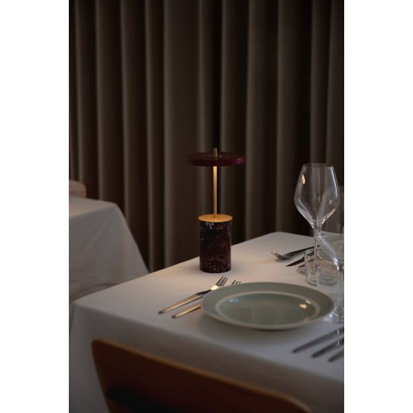 Punane marmorist LED dimmerdatav lauavalgusti metallist lambivarjuga (kõrgus 25,5 cm) Asteria Move Mini - UMAGE-image-4