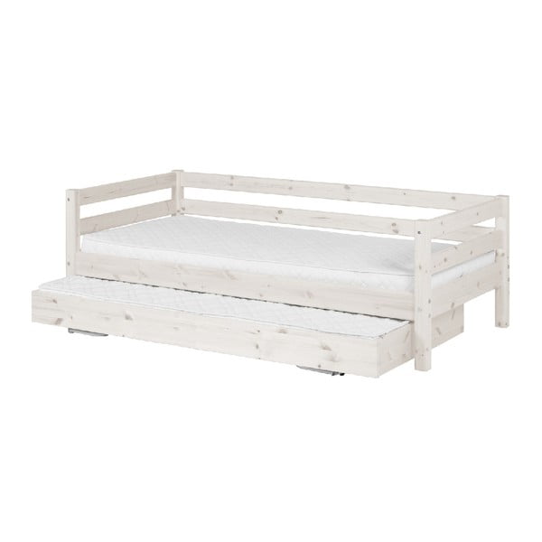 Bílá dětská postel z borovicového dřeva s výsuvným lůžkem Flexa Classic, 90 x 200 cm