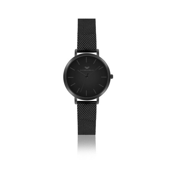 Černé dámské hodinky s řemínkem z chirurgické oceli Victoria Walls Negro