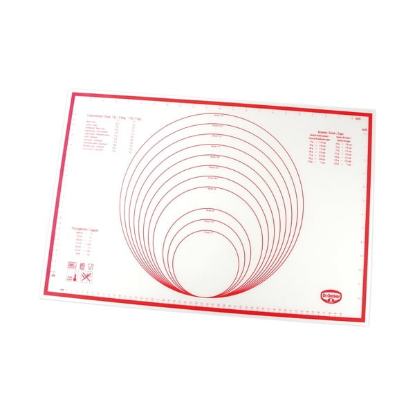 Punase ja valge silikoonist küpsetusplaat , 60 x 40 cm Flexxibel Love - Dr. Oetker
