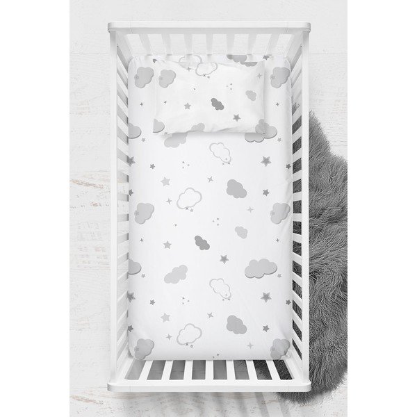 Valge Renforcé puuvillast laste voodipesu 70x120 cm Bulut - Mijolnir-image-1