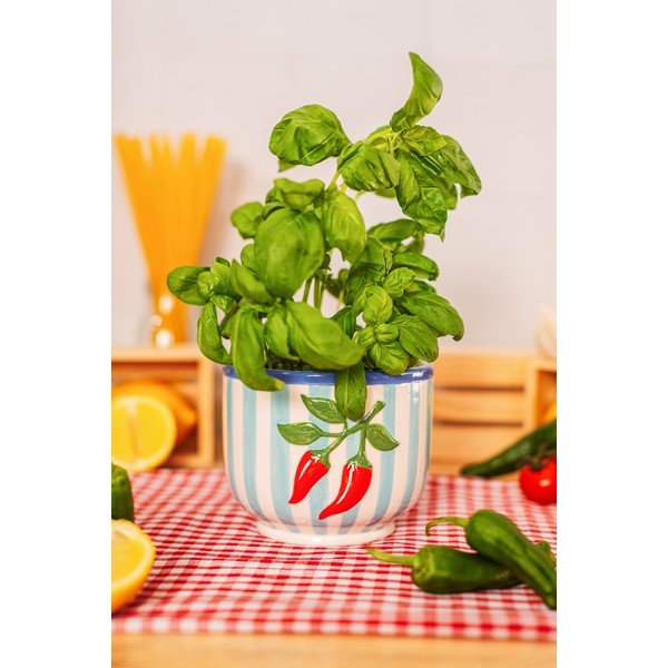 Keraamiline käsitsi maalitud lillepotile mõeldud kaas ø 12 cm Chilli - Sass & Belle-image-1