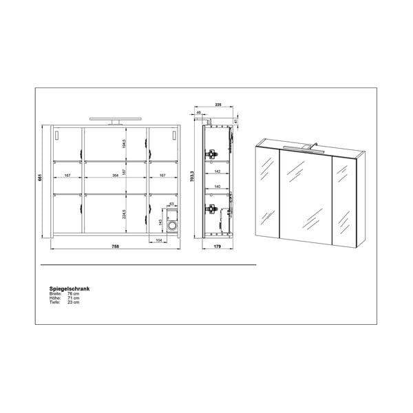 Valge vannitoakapp koos peegliga 76x71 cm - Germania-image-4