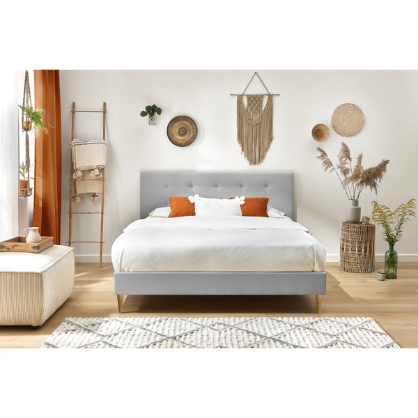 Helehall pehmendusega kaheinimesevoodi koos restiga 180x200 cm Rory - Bobochic Paris-image-4