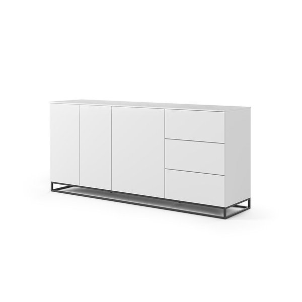 Bílá komoda s bílou deskou s 3 šuplíky a 3 a černýma nohama dvířkami TemaHome Join-image-1