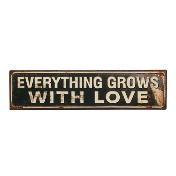 Cedule Everything grows with love, 50x13 cm