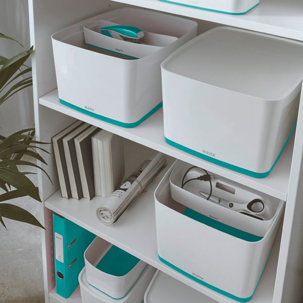 Valge ja türkiissinine kaanega hoiukarp Office, maht 18 l MyBox - Leitz-image-1