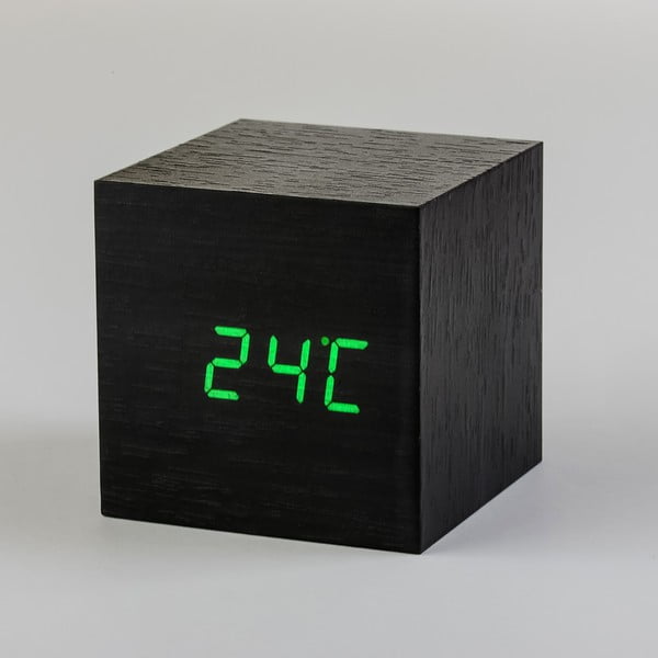 Zelený LED budík Cube Click Clock, černý-image-1