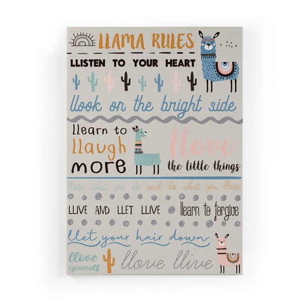 Obraz na plátně Little Nice Things Llama Rules, 70 x 50 cm