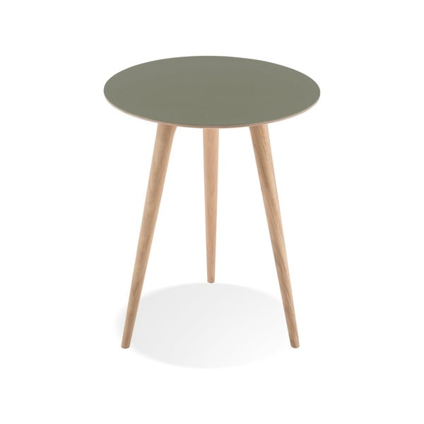 Odkládací stolek z dubového dřeva se zelenou deskou Gazzda Arp, ⌀ 45 cm