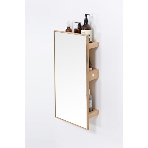 Tammepuidust peegliga riiul 31x61,5 cm Slimline - Wireworks-image-4