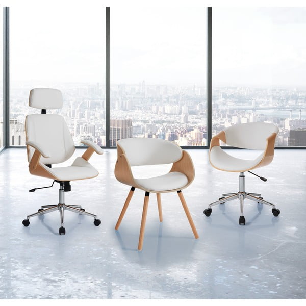 Valge kunstnahast kontoritool Visby - Tomasucci-image-1